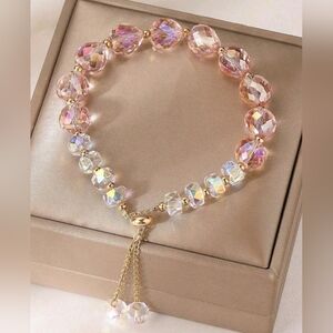 💗HP! Elegant Crystal Faceted Beaded Adjustable Bracelet New!